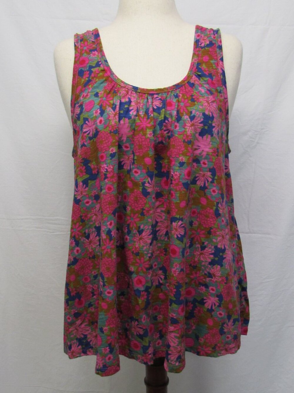 Natural Life Free Spirit Flowy Tank Top Rust Floral Low Back Large